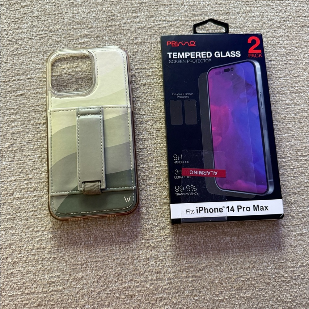 Walli case for iPhone 14 Pro Max with One screen protector included.